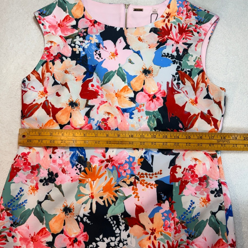Tahari Watercolor Pink Summer Floral Sheath Dress HD967010 Size 14 NWT - Picture 6 of 12
